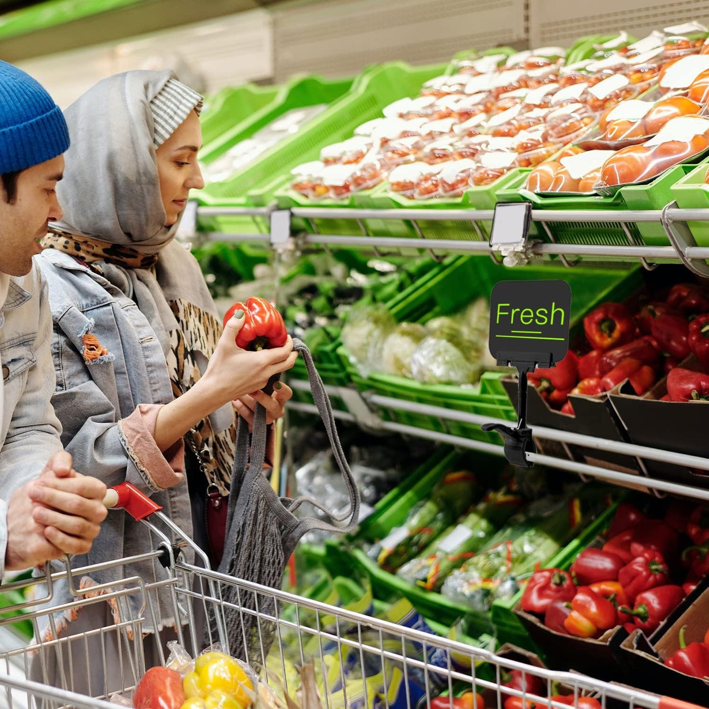 Merchandise Sign Clips Sign Holder Clips,20 Pack Rotatable Holding Clamp Sign Holder Clear Food Signs Clip Holder Swivel Price Signs Clip,Adjustable Clip Sign on Double Head Display Clips for Price Tag Display (Black)