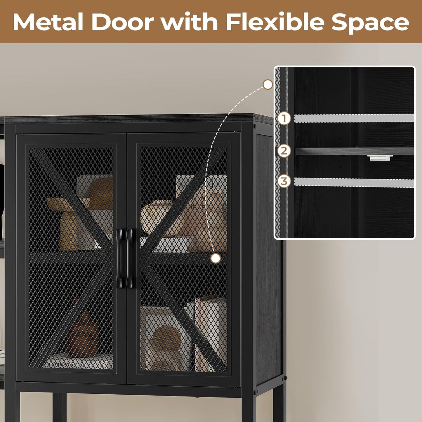 Corner Bookshelf, 6 Tier Industrial Convertible Bookshelf with 6 Fabric Drawers, Corner Bookcase Large L Shaped Storage Display Shelf for Home Office, Living Room, Kitchen, Black