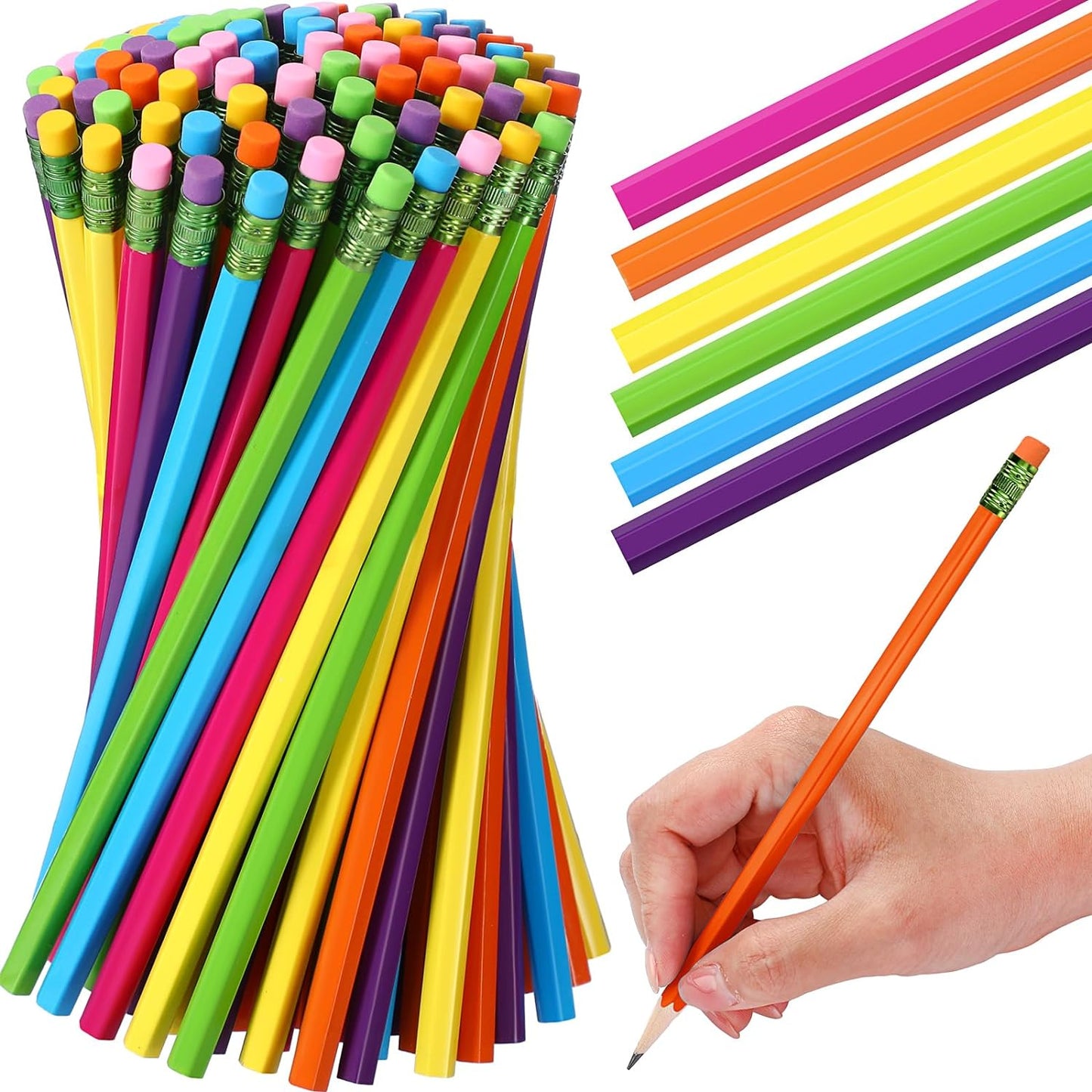 TecUnite 120 Pcs #2 HB Pencils with Eraser No 2 Unsharpened Wooden Hexagonal Pencils for Adults Gifts for School Exam art Learning Office Sketching(Rainbow Colors)