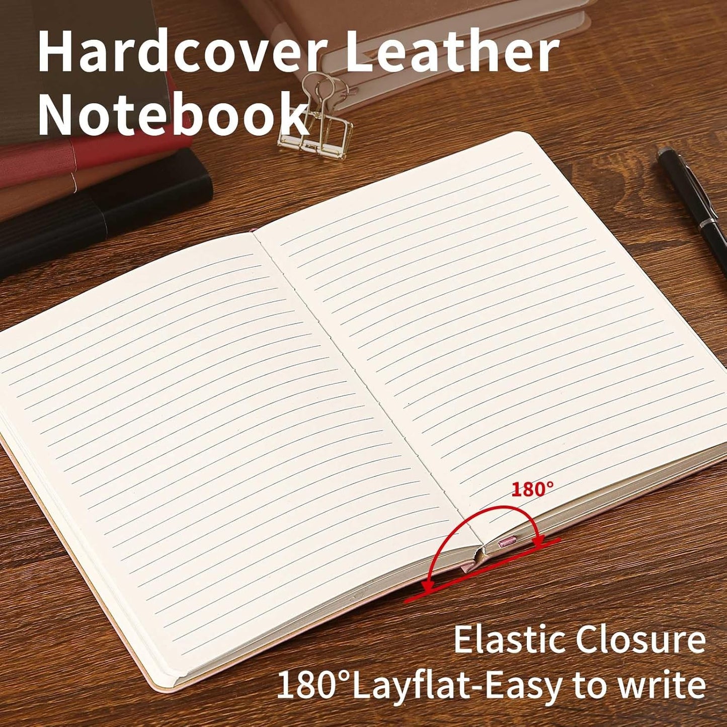 Lined Journal Notebook for Work College Ruled Note Book 5.79"x8.27" A5 PU Leather Daily Journaling 216 Pages for Women Men Writing Home School Supplies Business (A5 Lined 216pages, 08-Red)