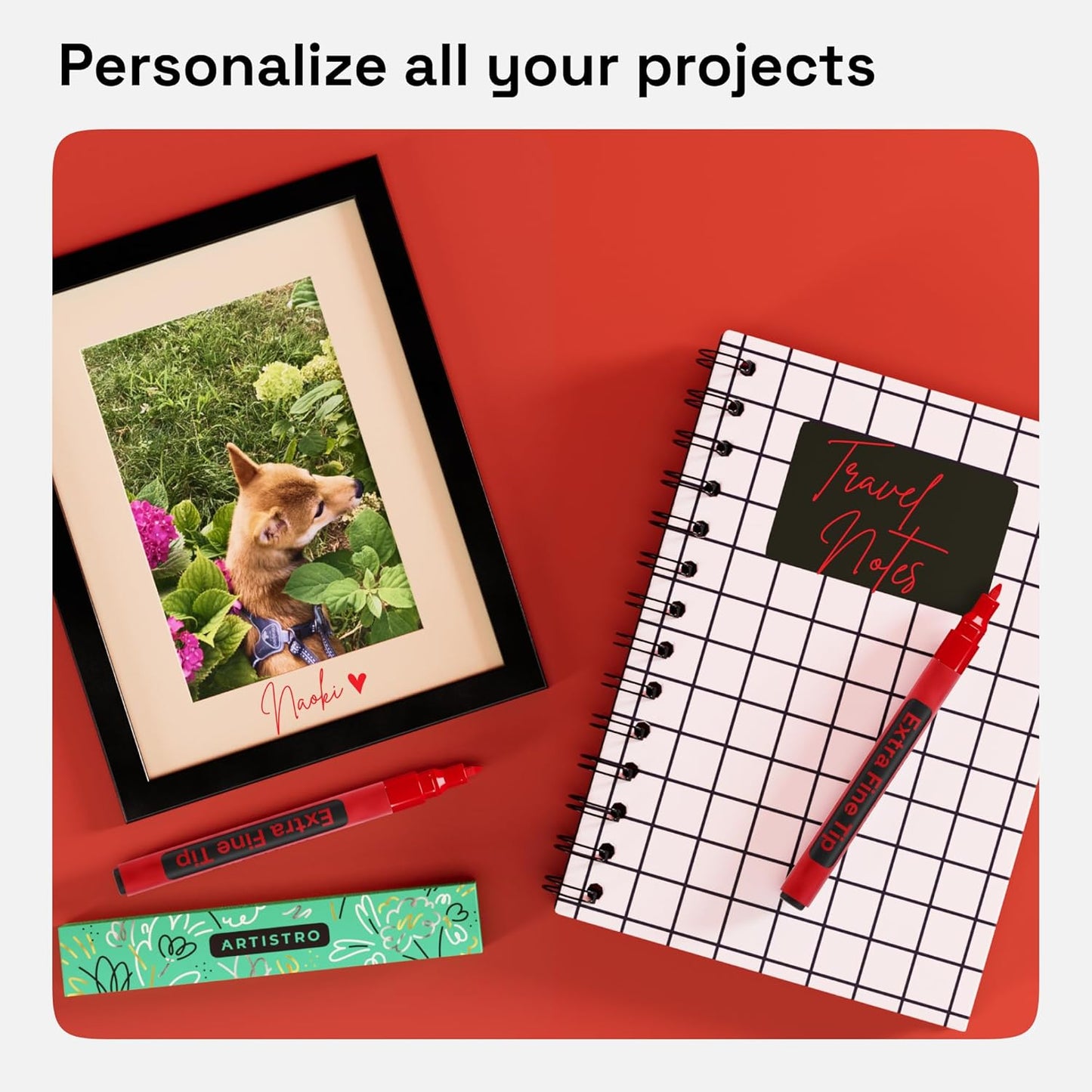 ARTISTRO 2 Red Acrylic Paint Markers - 0.7mm Extra Fine-Tip Paint Pens - Perfect for Crafting, Art Projects, & More