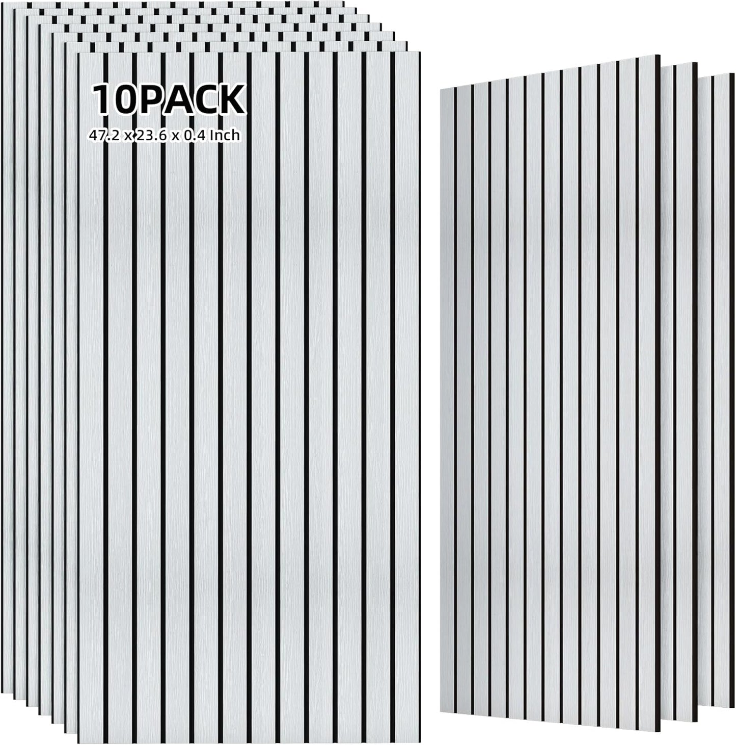 TO-TH Wood-Look Acoustic Wall Panels, 10 Pack 47.2” x 23.6” Acoustic Panels, Decorative Sound Absorbers Sound Dampening Panels for Home, Office, Basement, White Oak