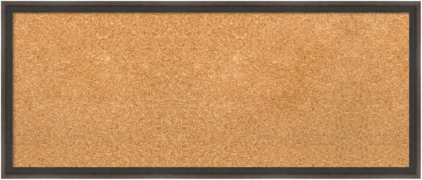 Amanti Art Natural Cork Board for Wall, 13x31 Vision Board with Brown Wood Frame, Medium Corkboard Office Decor for Home Organization, Casual Corkboard Pinboard to display items for home organization