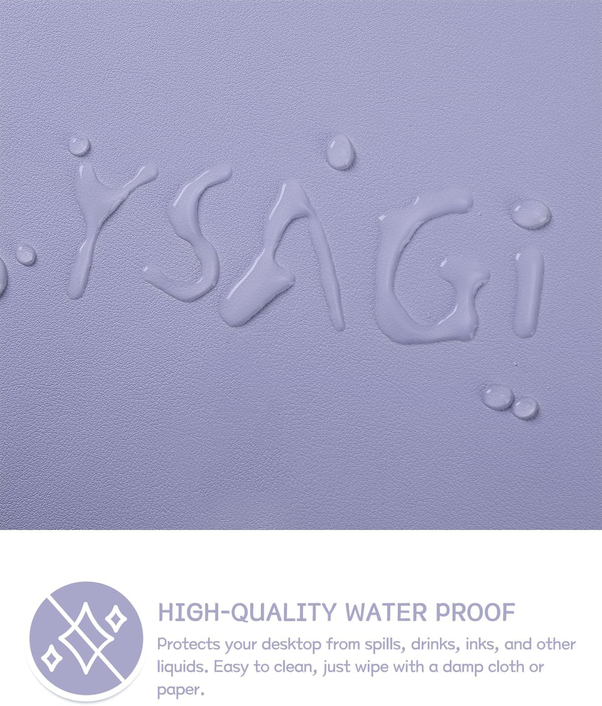 YSAGi Non-Slip Leather Desk Pad XL Size, Waterproof Laptop Computer Desk Keyboard Mat, Table Protector Blotter Mat, Large Mouse Pad for Office/Work/Home/Decor(Lavender, 47.2" x 23.6")-No Band