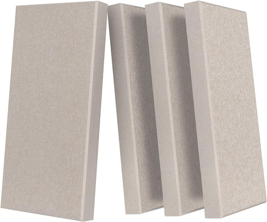 UMIACOUSTICS 4 PCS Acoustic Panels with Hanging Brackets, 2” Thick Fiberglass Sound Proof Panels Removable for Studios, Office, Home Theater Wall- Linen