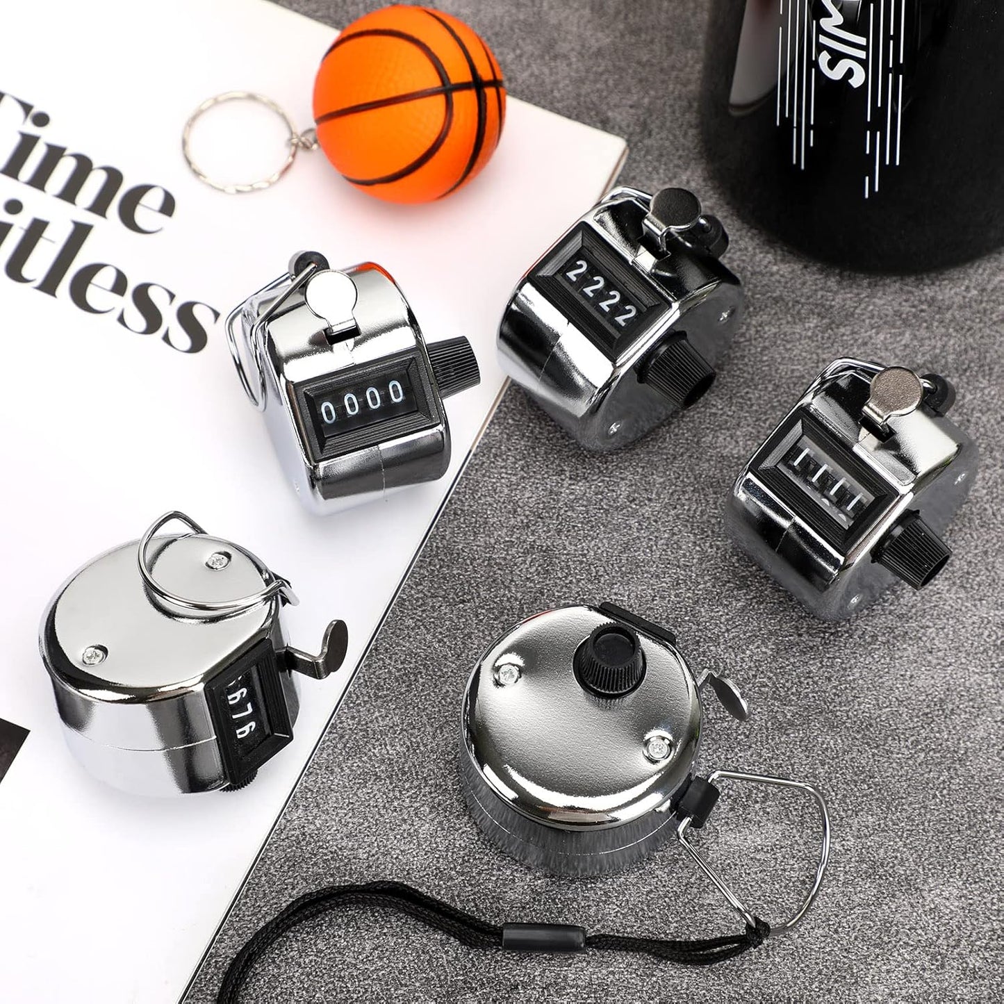 Handheld Mechanical Counter Clicker, 5 Pcs 4-Digital Number Tally Click Counter for School Event Golf Sports Office Stadium