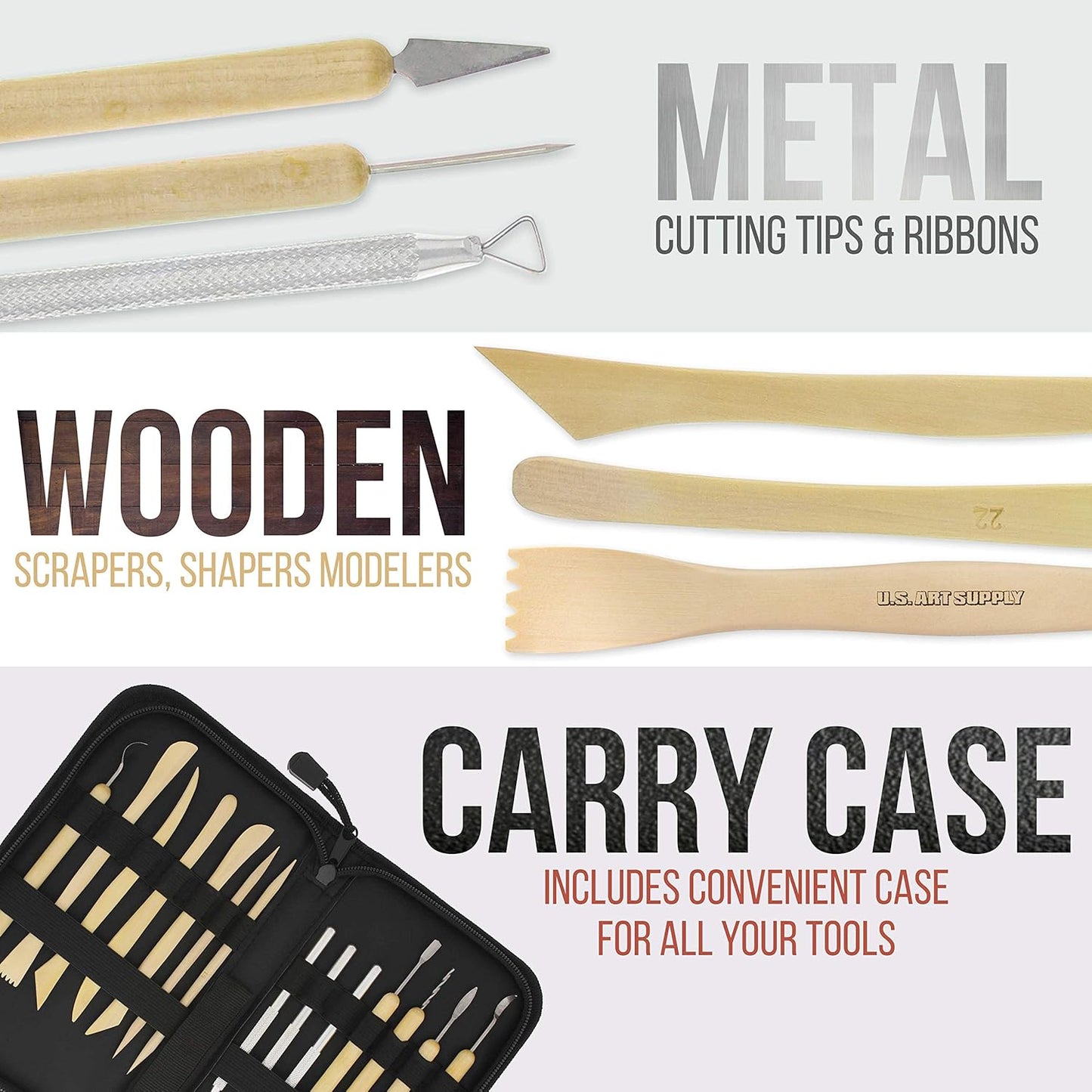 U.S. Art Supply Pottery & Clay Tools Set (14-Piece) - Includes Pottery Tools, Canvas Case for Sculpting, Ceramics, and Easy Storage & Transport