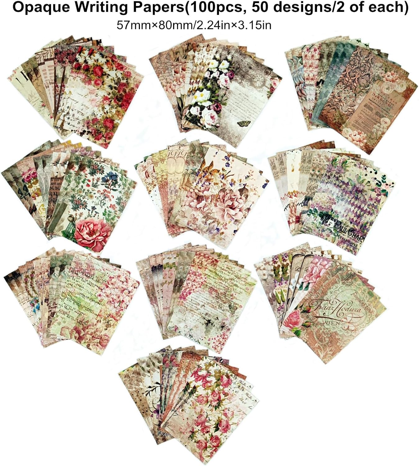 200PCS Vintage Scrapbooking Supplies Pack, Aesthetic Scrapbook Sticker Paper Art Journaling Kit for Bullet Junk Journals,Planner,Cottagecore Decor Gifts (Multiflora)