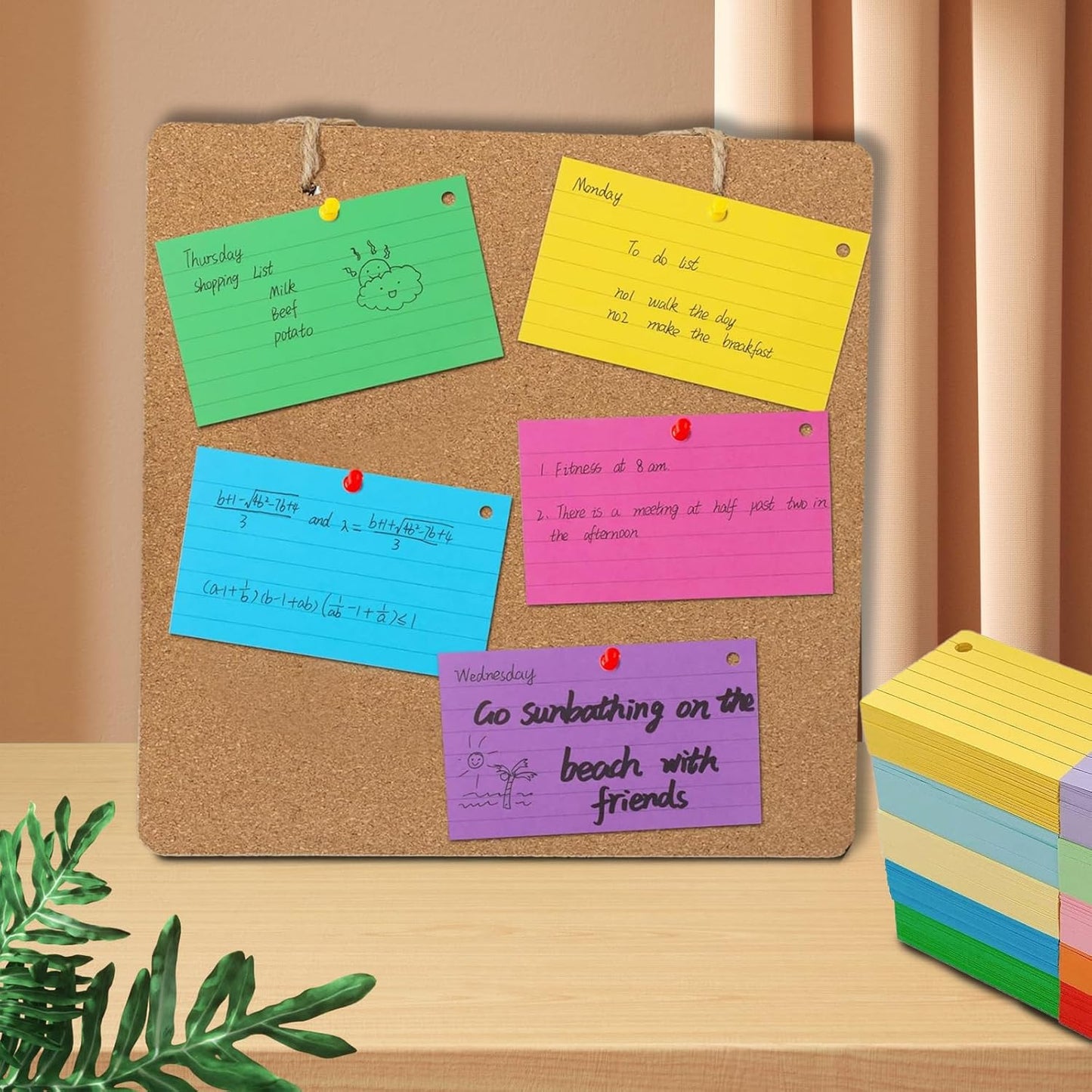 1000 Pcs Index Cards 2.91 x 2.01 Inch Color Flash Cards with Rings, Heavy Note Cards, Punched Ruled Index Cards for Studying, Office and Home, 10 Colors