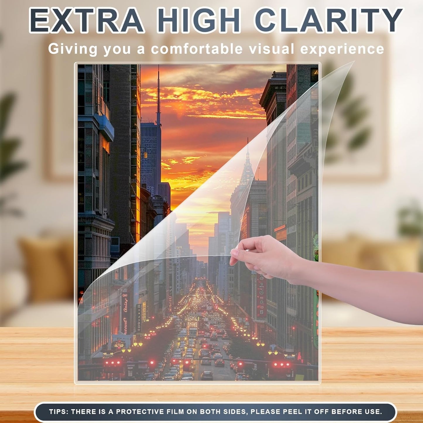 2 Pcs 18" x 24" Rigid Print Protectors Clear Hard Sheet Protectors Heavy Duty Top Loading Crystal Poster Sleeves Picture Frame Hard Plastic Sleeves for Art Prints Photos Documents Blueprint