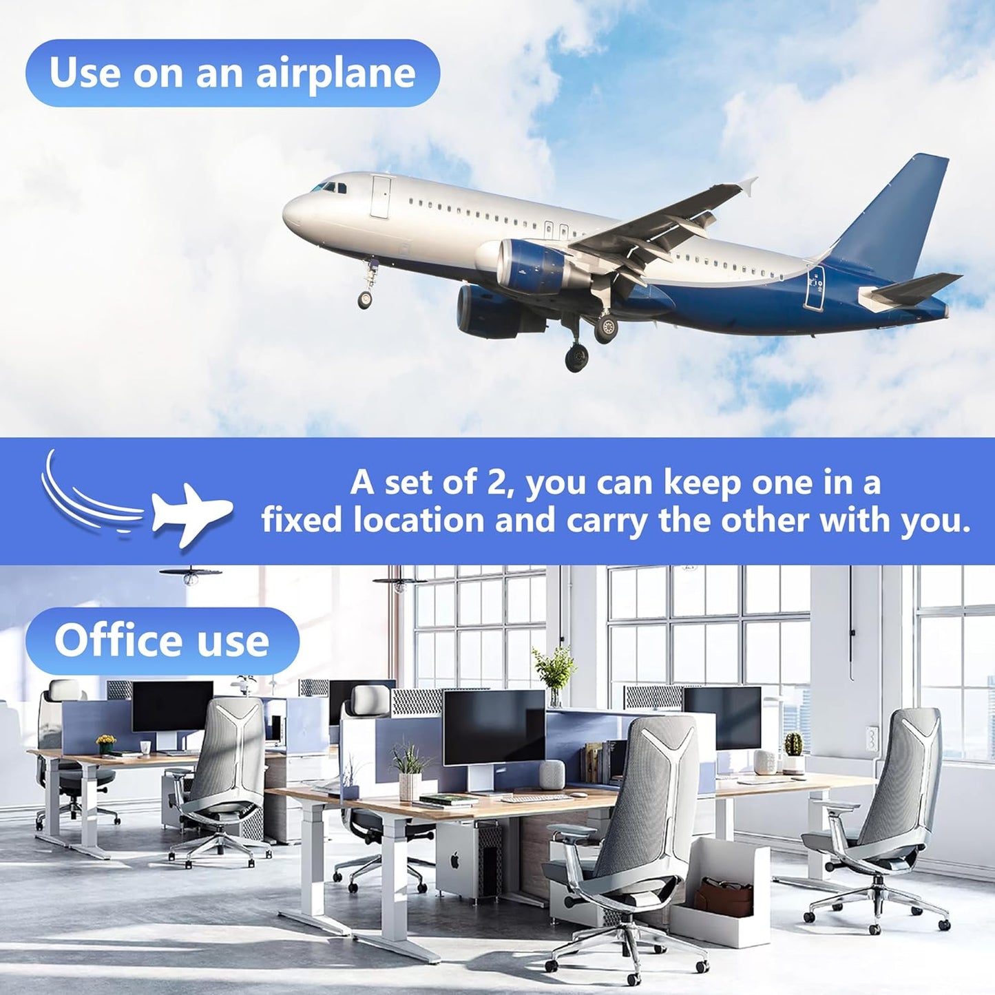 2-Pack Airplane Travel Footrest Hammock - Perfect Airplane Foot Hammock to Relax Your Feet - Travel Essentials Comfy Foot Hanger Plane Footrest for Long Trip