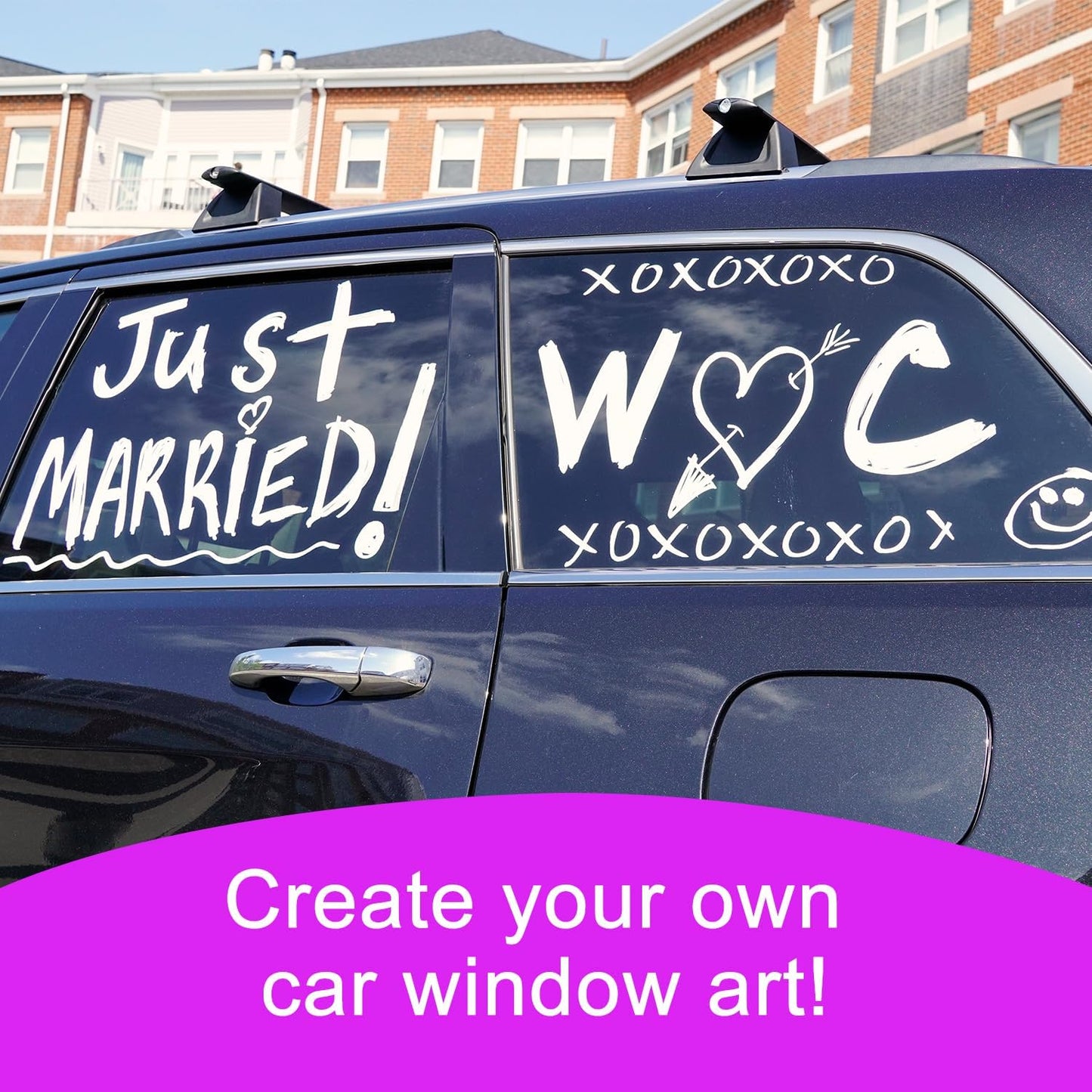 5 Pack Washable Window Markers for Cars, 15mm White Jumbo Liquid Chalk Markers, 3 in 1 Nib, Metallic & Neon Paint Glass Pen for Auto, Chalkboard, Blackboard, Bistro, Menus and Any Non-Porous Surface