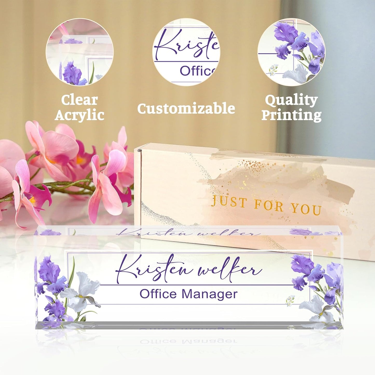 Name Plate for Desk Desk Name Plate Personalized, Office Desk Decor for Women & Men, Employee Appreciation Gifts The Office Gifts for Boss, Manager, Teacher, Nurse