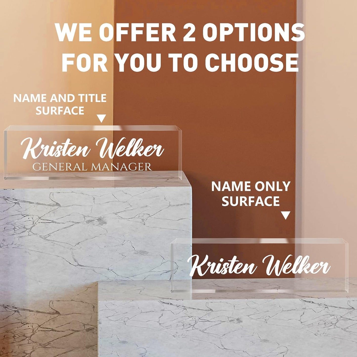 Personalized Name Plate for Desk - Custom Engraved Name Plates for Man - Boss Day Gifts for Boss - Acrylic Office Decor Appreciation Gifts for Teacher Nurse Coworker Social Worker (Transparent - 1)