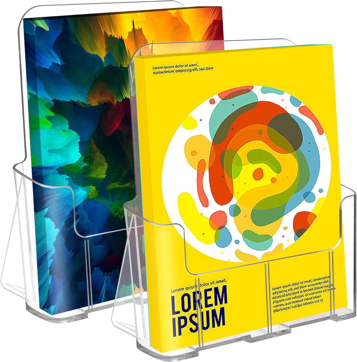 Acrylic Brochure Holder 8.5 x 11 Inch, 2 Packs Acrylic Sign Holder, Brochure Display Stand, Flyer Holder, Magazine Holder, Pamphlet Paper Literature Holder, Menu Stand For Desk or Wall Mount