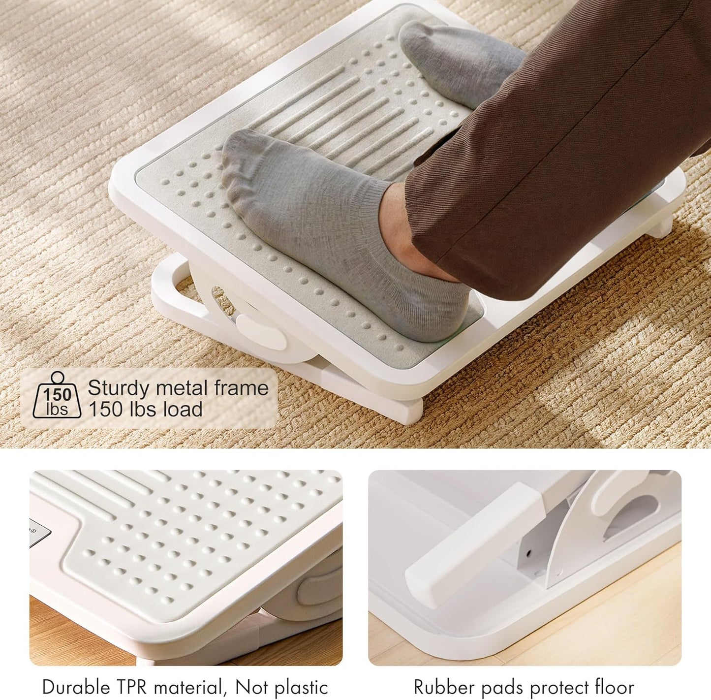 EUREKA ERGONOMIC Tilt Adjustable Footrest, Foot Rest for Under Desk at Work with Massage Surface, Office Foot Rest Under Desk with 20 Degree Tilt No Locking, Metal Frame