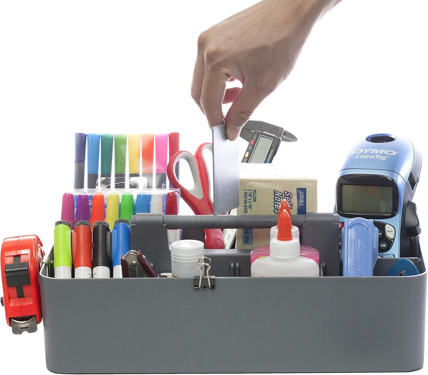 -Bulk Large Portable Caddy DIY Dividers, 8 Compartments, School Office,Portable Basket with Handle Storage Organizer Modern Made in USA (10 PACK, Orion Gray)