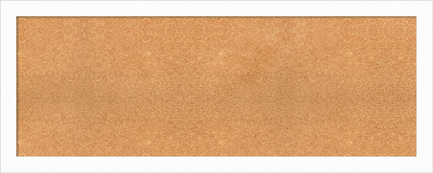 Amanti Art Natural Cork Board for Wall, 21x53 Vision Board with White Frame, Oversize Corkboard Office Decor for Home Organization, Casual Corkboard Pinboard to Display Items for Home Organization in