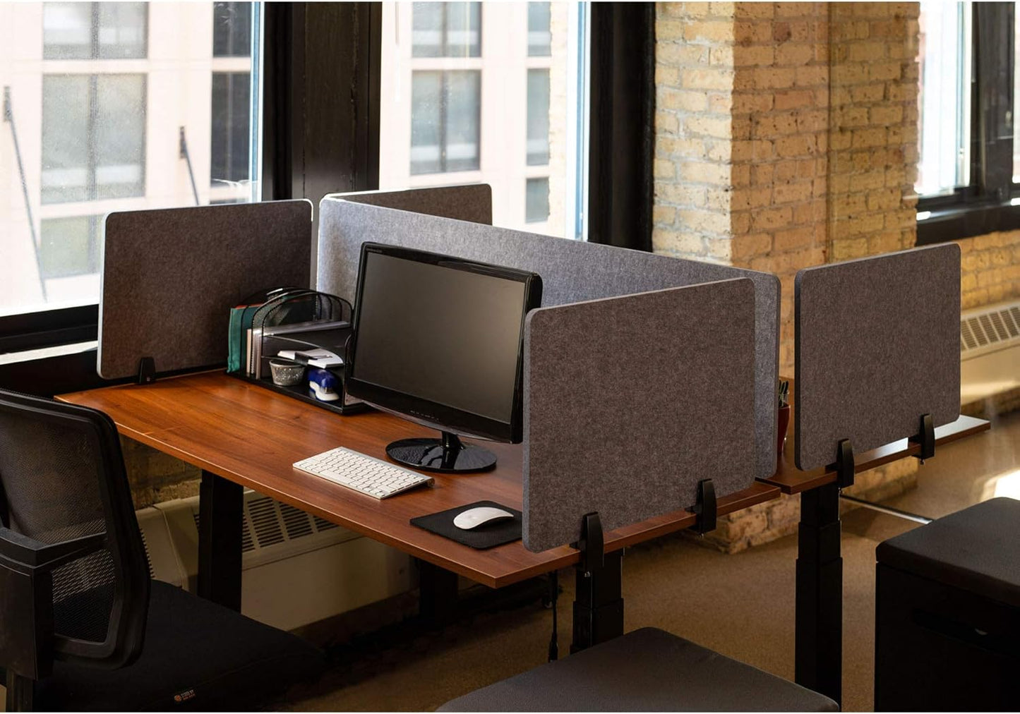 ReFocus™ Raw Clamp-On Acoustic Desk Divider – Reduce Noise and Visual Distractions with This Lightweight Desk Mounted Privacy Panel (Castle Gray, 47.25" x 16", 23.6" x 16", & 23.6" x 16")