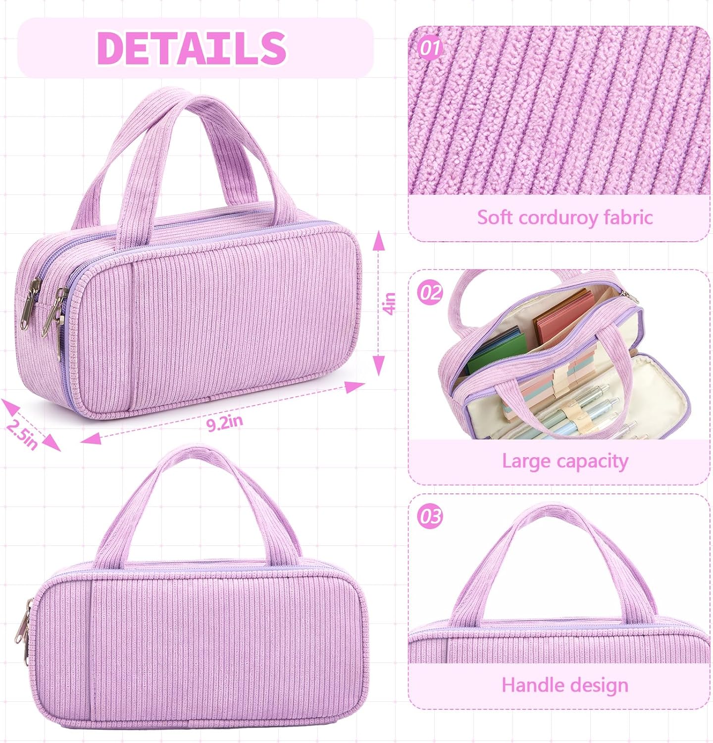 Jutom 39 Pcs Aesthetic Book Annotation Kit Highlighter with Pencil Case Bag Gel Pen Transparent Sticky Note Taking Bible Study College School Supplies(Light Purple,Classic Style)