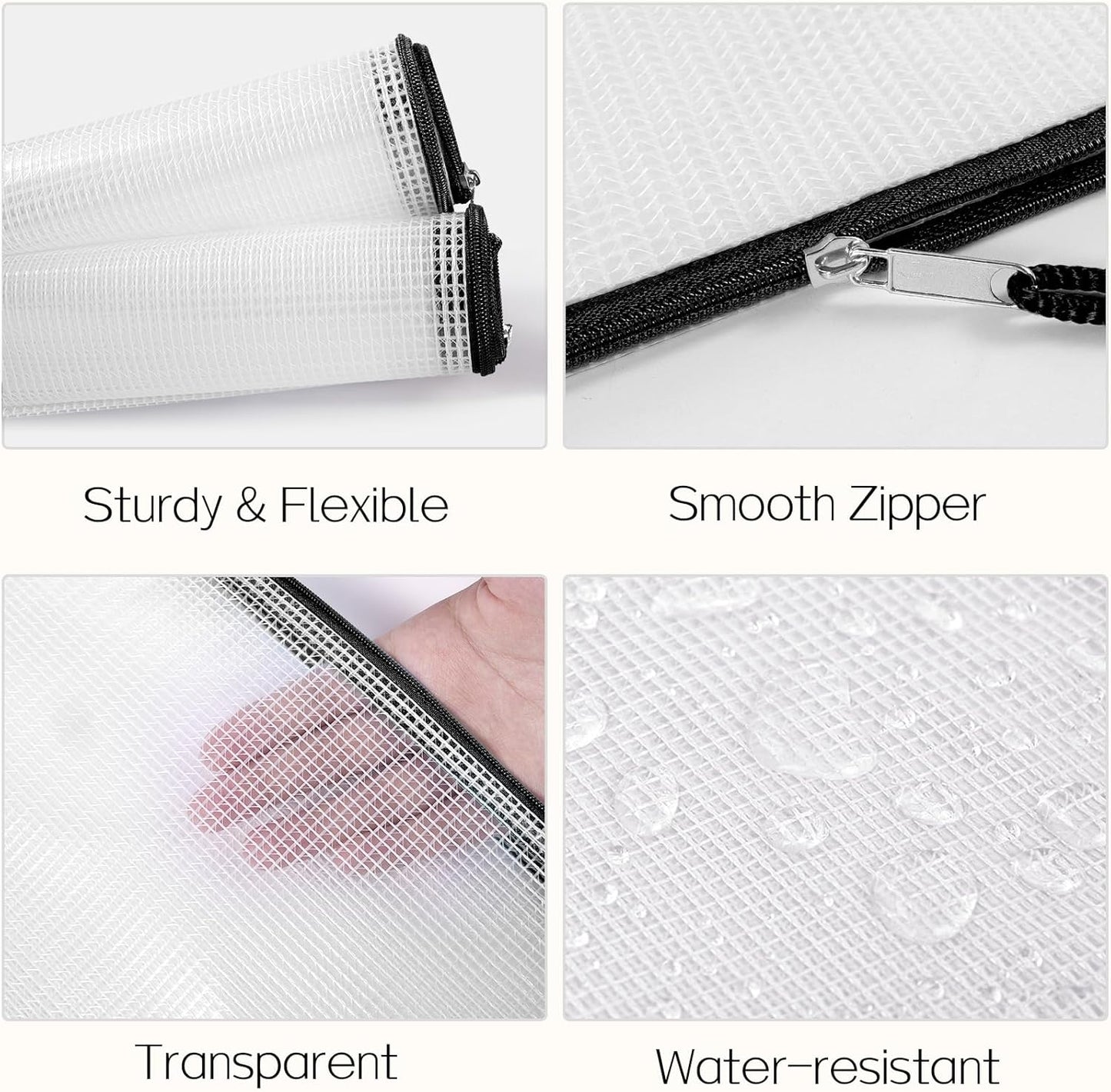 Sooez 36 Pack Mesh Zipper Pouch with Sticky Labels, A4 Mesh Bags Board Game Puzzles Organization Storage, Durable Letter Size File Folders Organizer Teacher School Classroom Office Supplies, Black