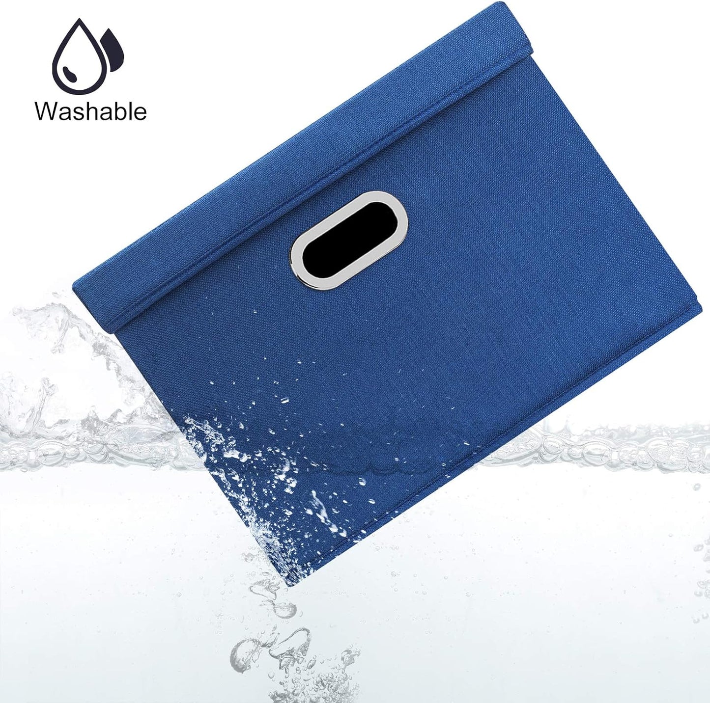 TYEERS Collapsible Storage Bins With Lids, Large Fabric Storage Boxes - 2 Pack - Classic Blue