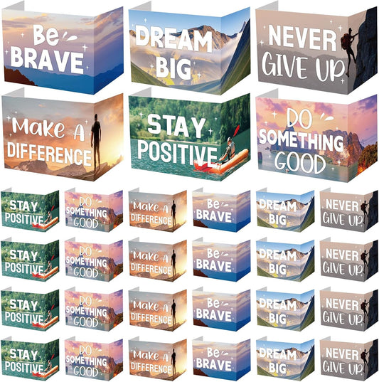 Honoson 24 Pcs Bulk Inspirational Privacy Folders for Students Cardboard Test Privacy Boards Motivational Words Desk Dividers Shield for Classroom School Study Supplies, 6 Styles(Scene)