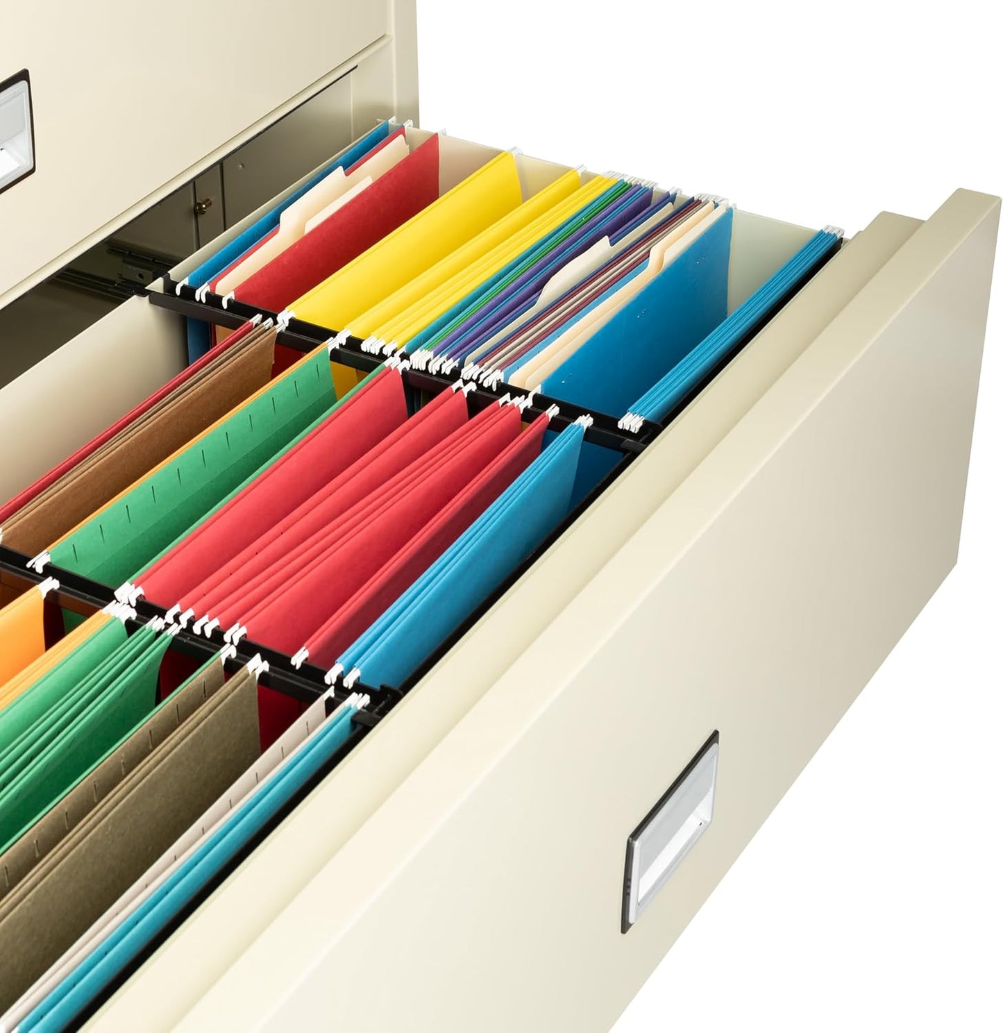 44 inch Wide 4-Drawer Lateral Fireproof File Cabinet – Legal and Letter Size Filing – Key Lock – Water Resistant – Fire Safe and Impact Rated – Putty Finish – Model LAT4W44P