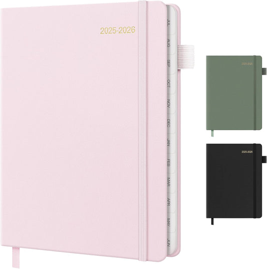 2025-2026 Planner for Women, Lather Weekly & Monthly Organizer, July 2025-June 2026, Hardcover with Gold Foil, Tabs, and Inspirational Pages - Ideal for Professionals, Pink