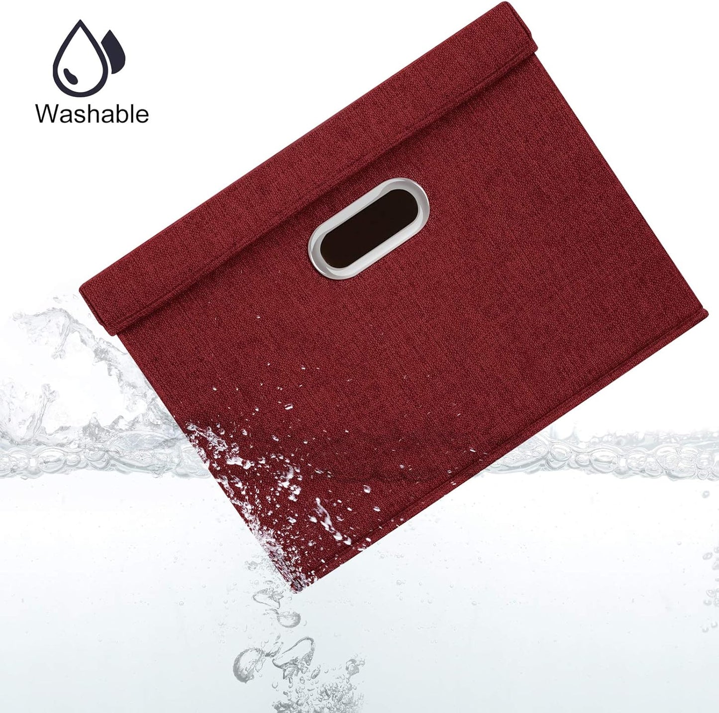 TYEERS Large Collapsible Storage Bins with Lids, Organization Bins for Closet Storage, Clothes Storage, Folding Storage Box with Lids for Home Office Storage - 3 Pack - Red Wine