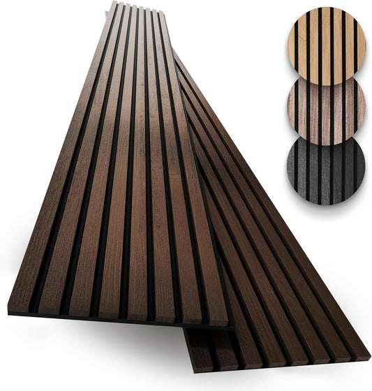 2-Pack Acoustic Wood Slat Panels - Soundproof Wall Paneling for Interior Decor