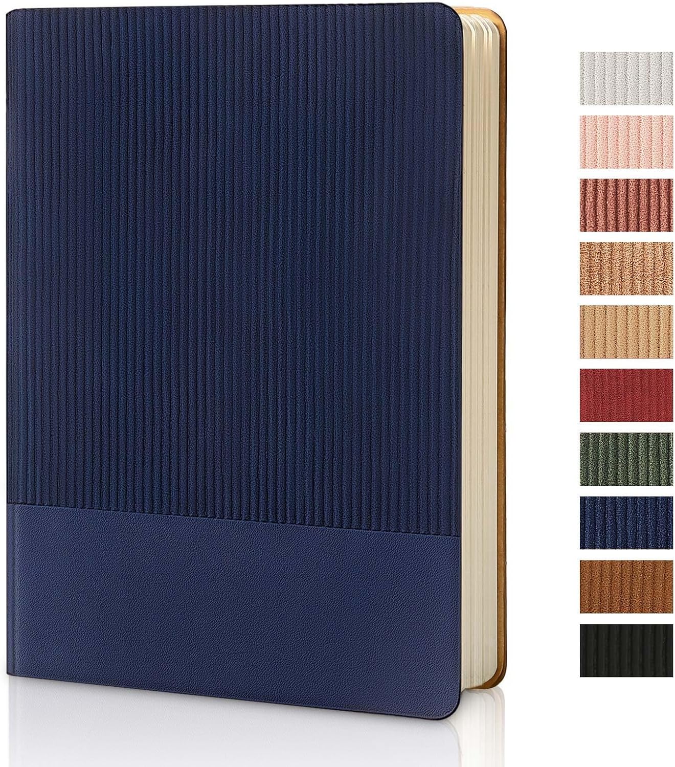 Lined Journal Notebook for Work College Ruled Note Book 5.79"x8.27" A5 PU Leather Daily Journaling 216 Pages for Women Men Writing Home School Supplies Business (A5 Lined 216pages, 04-Dark Blue)