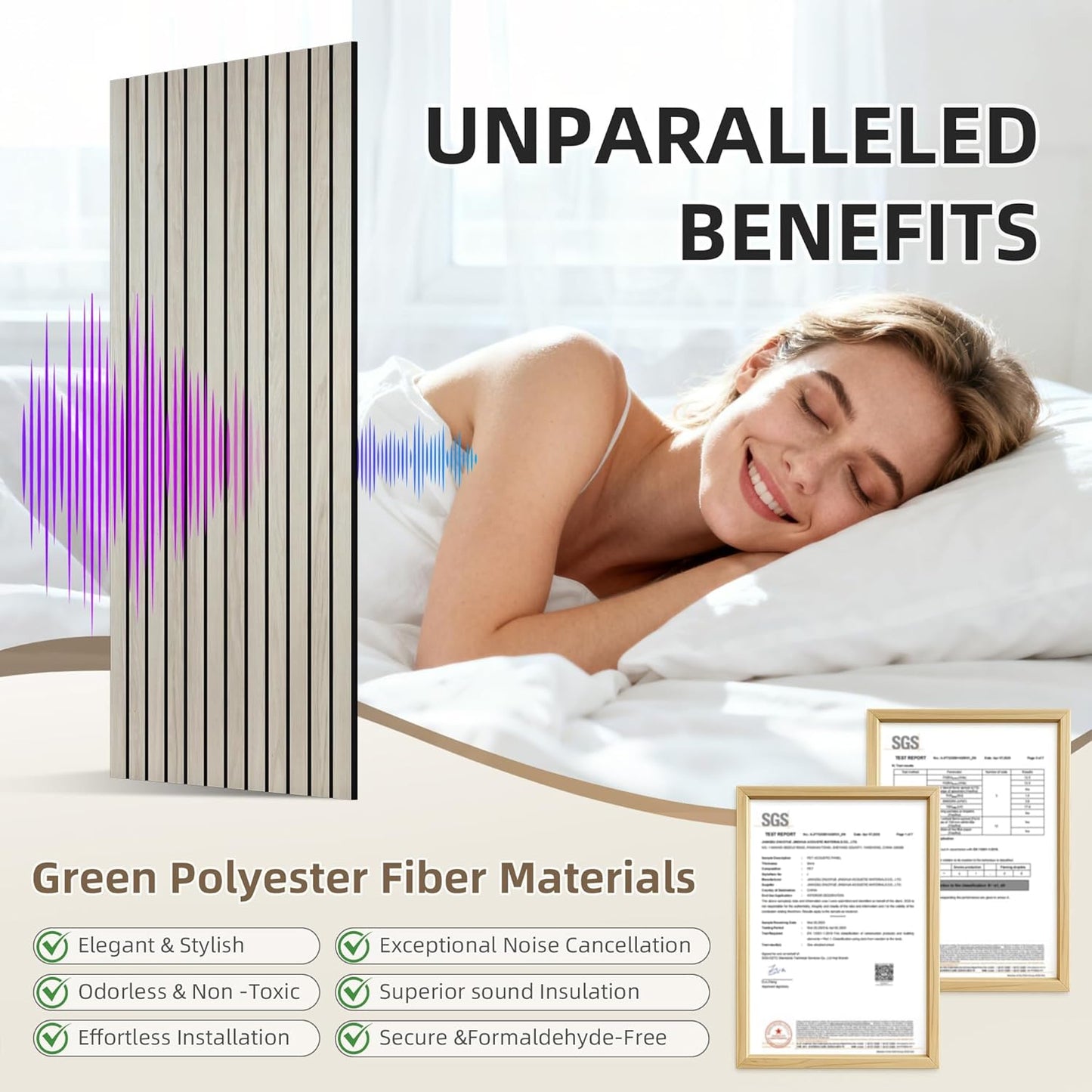 TO-TH Wood-Look Acoustic Wall Panels, 10 Pack 47.2” x 23.6” Acoustic Panels, Decorative Sound Absorbers Sound Dampening Panels for Home, Office, Basement, Natural Oak