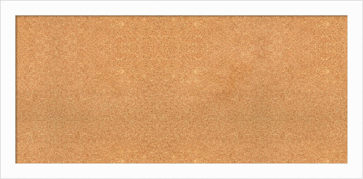 Amanti Art Natural Cork Board for Wall, 23x47 Vision Board with White Frame, Oversize Corkboard Office Decor for Home Organization, Casual Corkboard Pinboard to Display Items for Home Organization in