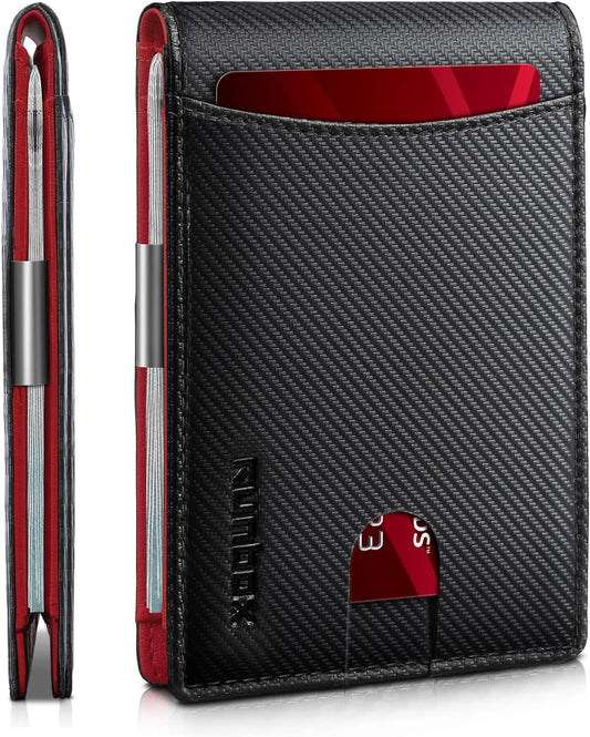 RUNBOX Money Clip Slim Wallets for Men RFID Blocking 11 Card Holder Minimalist Small Leather Bifold Men's Front Pocket Wallet Gift Box