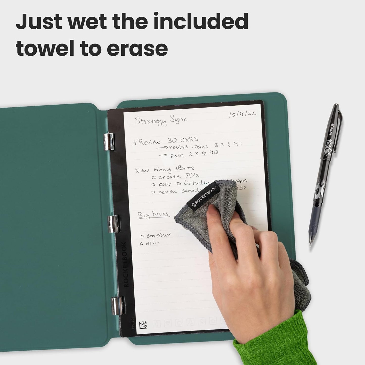 Rocketbook Pro 2.0 Reusable Professional Smart Notebook, Letter Size 8.5x11, Green - Lined & Dot Grid Pages, App-Connected, Erasable, Premium Cover, Ideal for Work Notes and Business Meetings