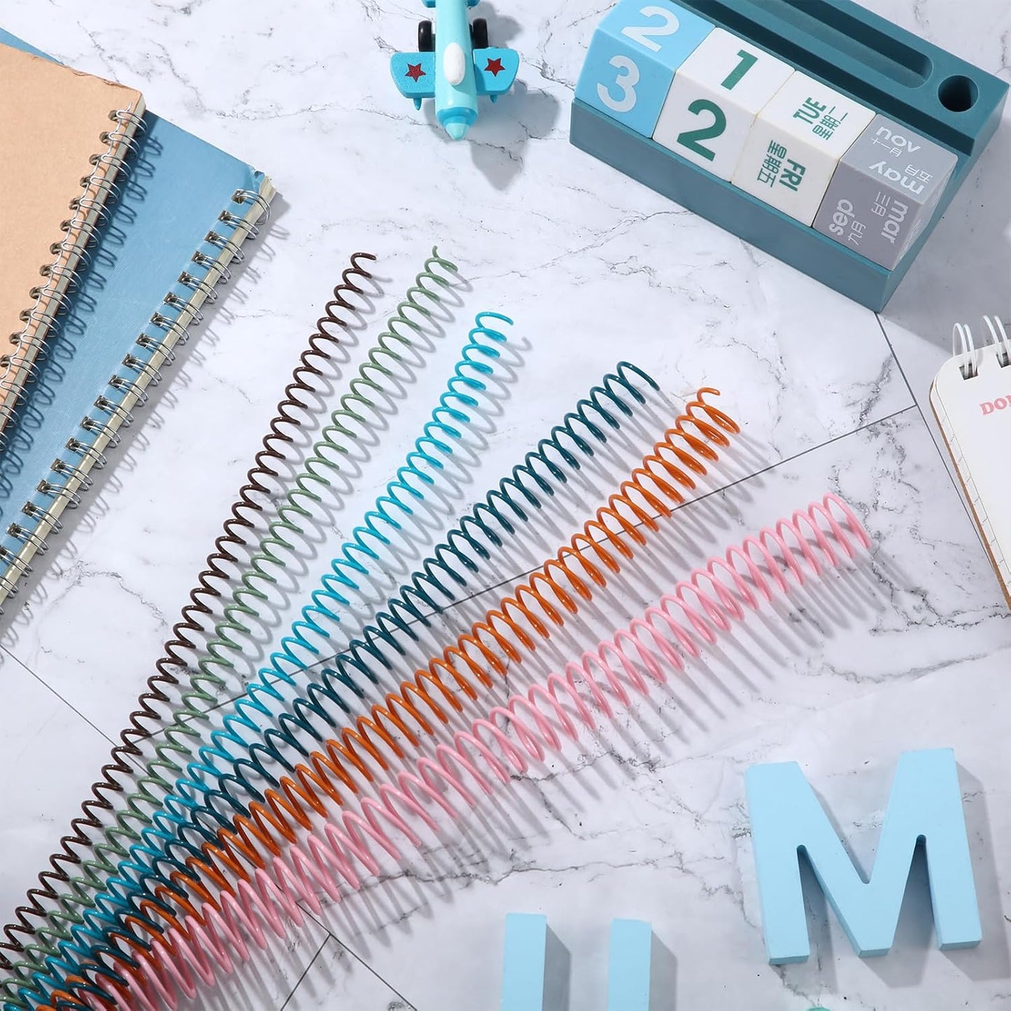 Leinuosen 120 Pack Plastic Spiral Binding Coils Kit Spirals Multi Size Coils for Binding Binder Combs Spines(1/4 5/16 3/8 1/2 5/8 3/4 Inch,Pastel Color)