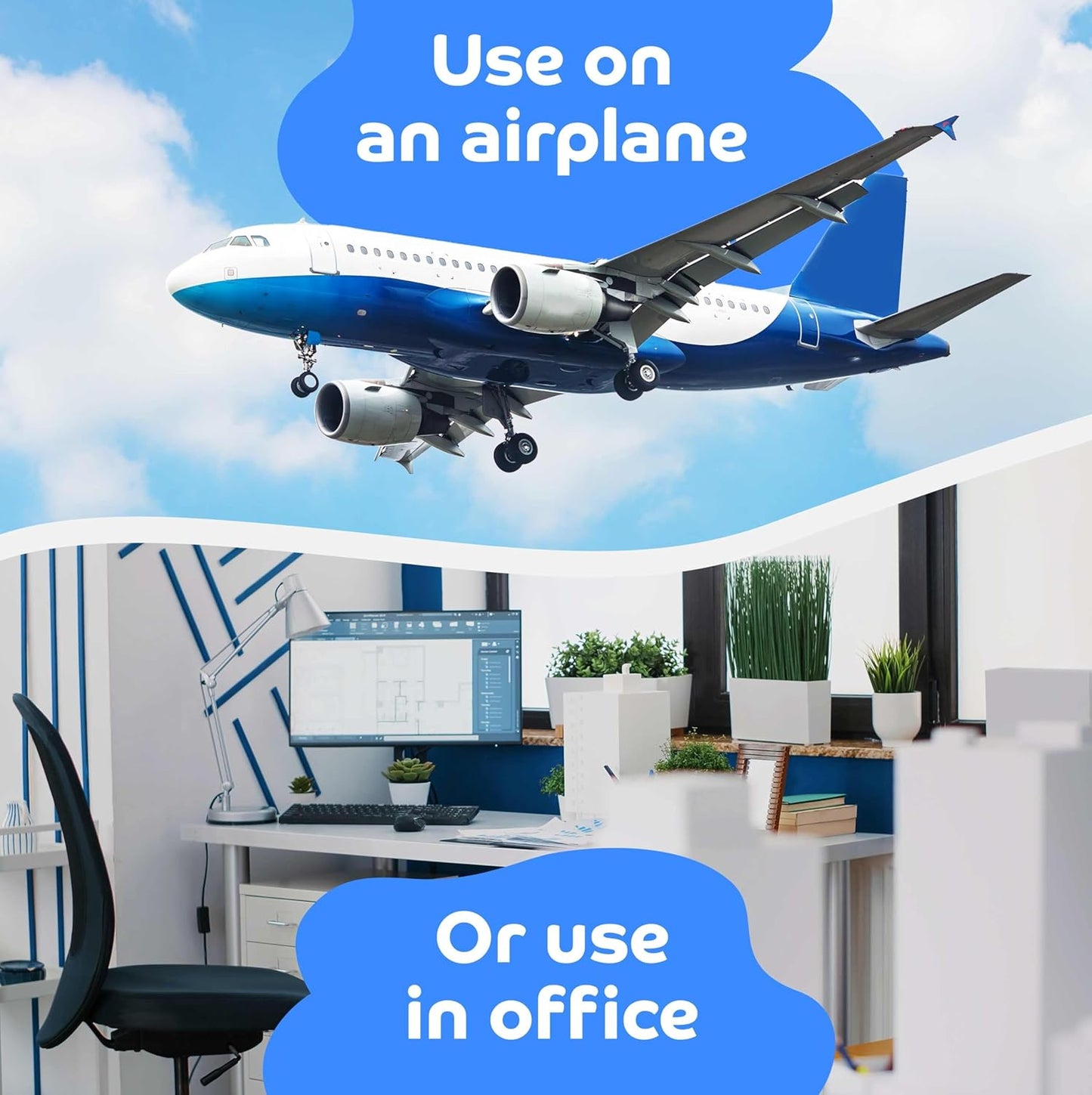 Portable Airplane Foot Hammock for Plane Travel with Memory Foam & Hardboard for No Feet or Leg Clashing - Long Flight Air Travel Essentials to Relax Feet Rest Flying Overseas by Beswalt (Navy Blue)