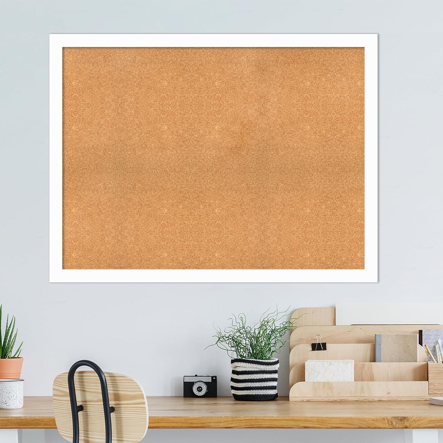 Amanti Art Natural Cork Board for Wall, 37x49 Vision Board with White Frame, Oversize Corkboard Office Decor for Home Organization, Casual Corkboard Pinboard to Display Items for Home Organization in