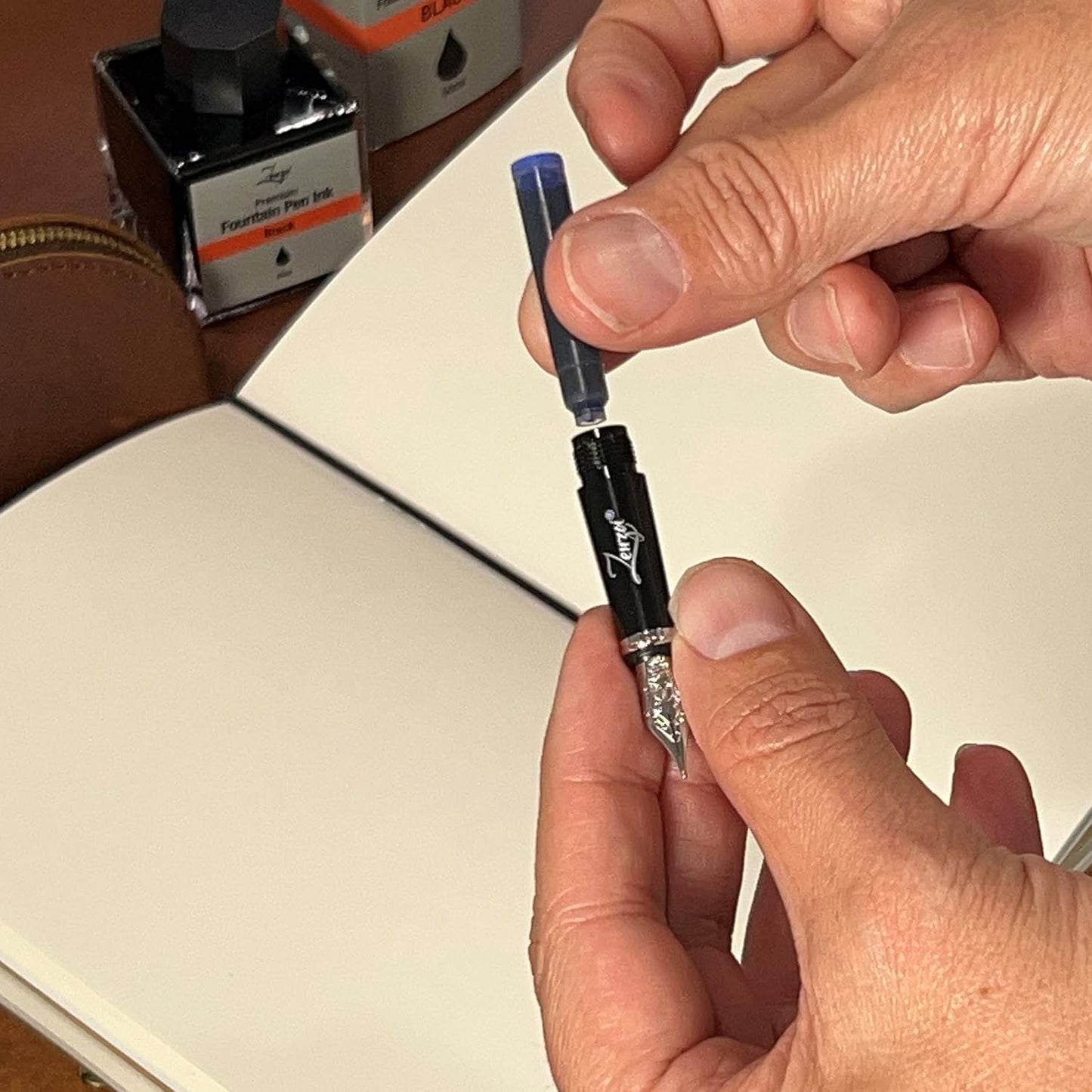 ZenZoi Fountain Pen Ink Cartridge Refills- 24 Bulk Premium Black Case- Professional Grade, International Size, Non-Toxic Ink- Smooth, Blotch-Free Writing for Luxury Pens – German Nibs (Black)