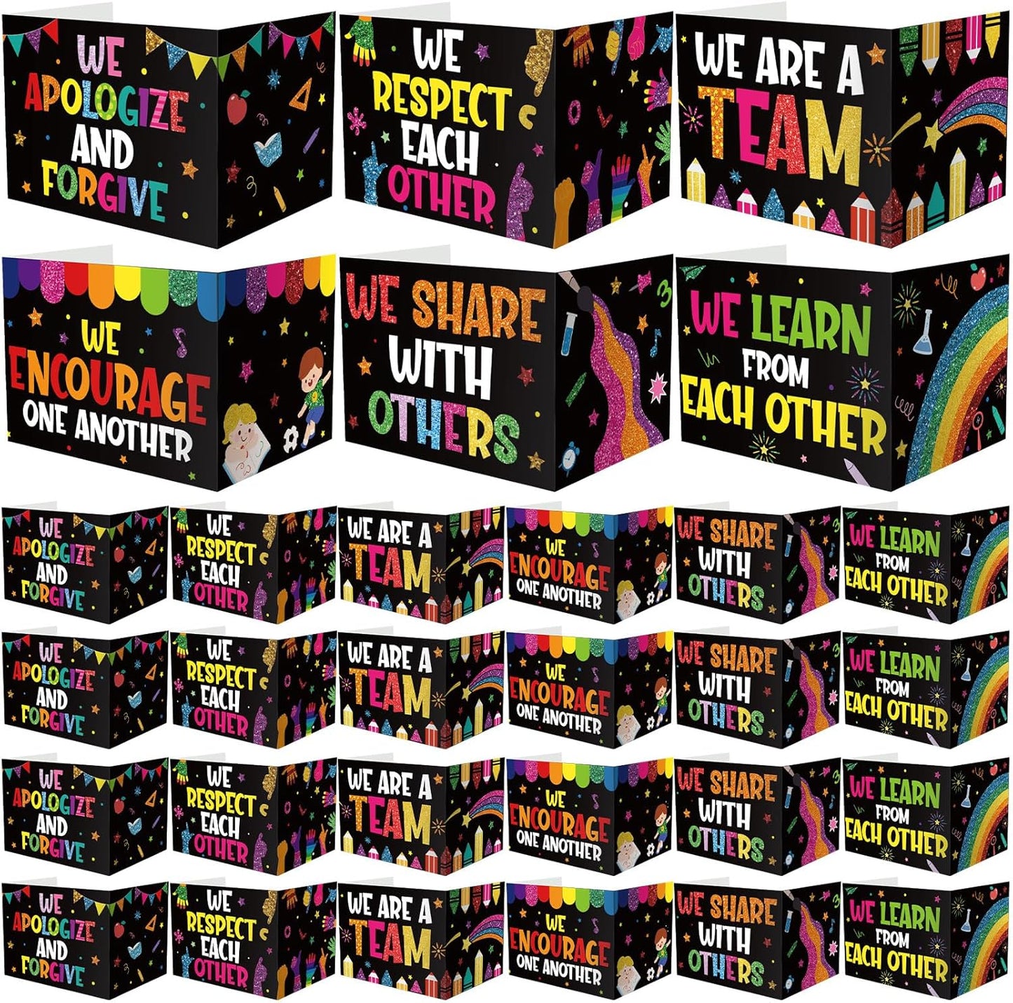 Honoson 24 Pcs Bulk Inspirational Privacy Folders for Students Cardboard Test Privacy Boards Motivational Words Desk Dividers Shield for Classroom School Study Supplies, 6 Styles (Passion)