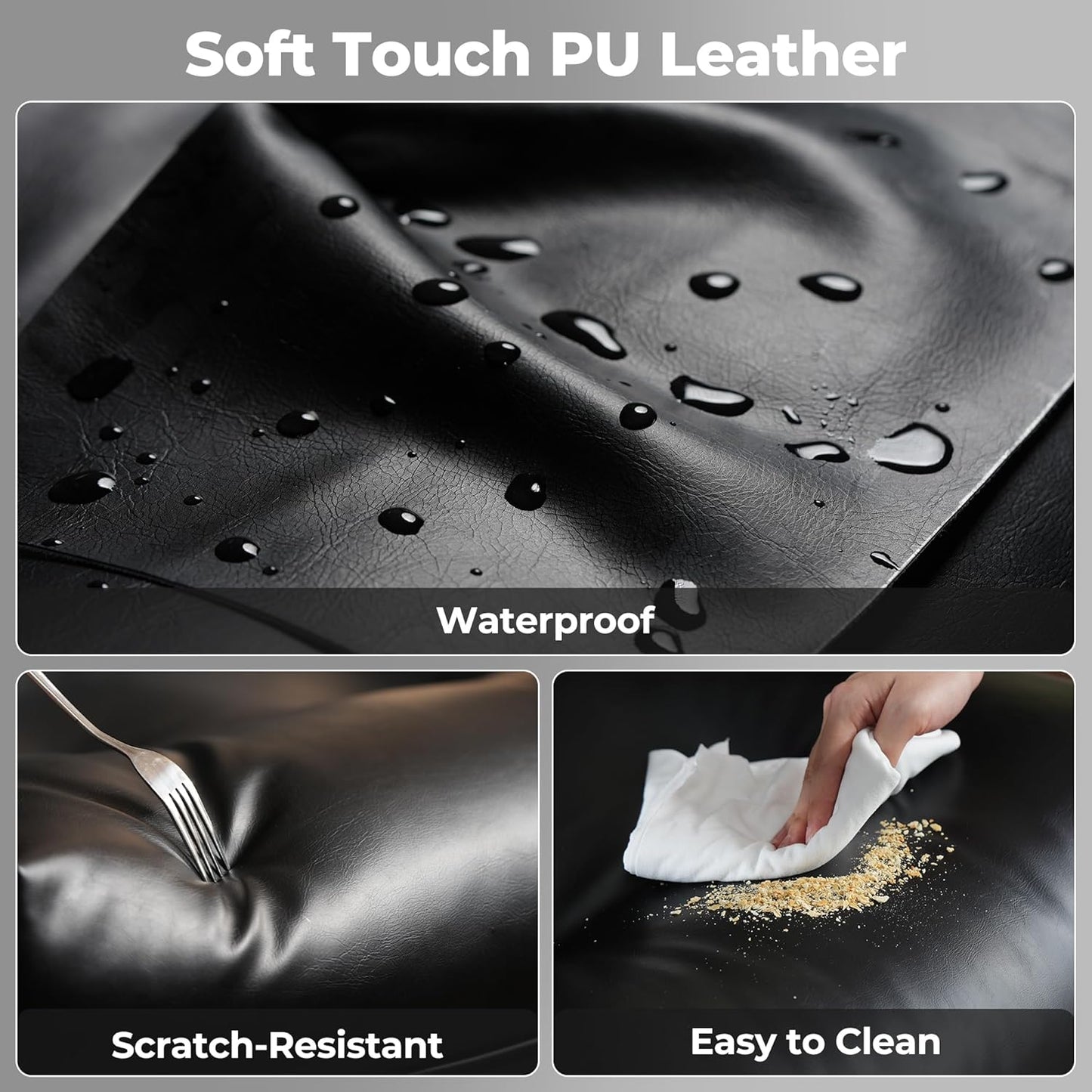 ovios Ergonomic Home Office Chair, Mid-Century Modern Faux Leather Chairs with Thickened Cushions, Comfy High Back Swivel Rolling Executive Computer Armchair (Black, PU Leather)