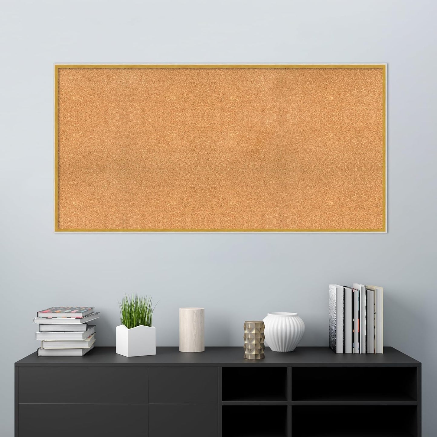 Amanti Art Natural Cork Board for Wall, 29x57 Vision Board with White Frame, Oversize Corkboard Office Decor for Home Organization, Modern Corkboard Pinboard to Display Items for Home Organization in