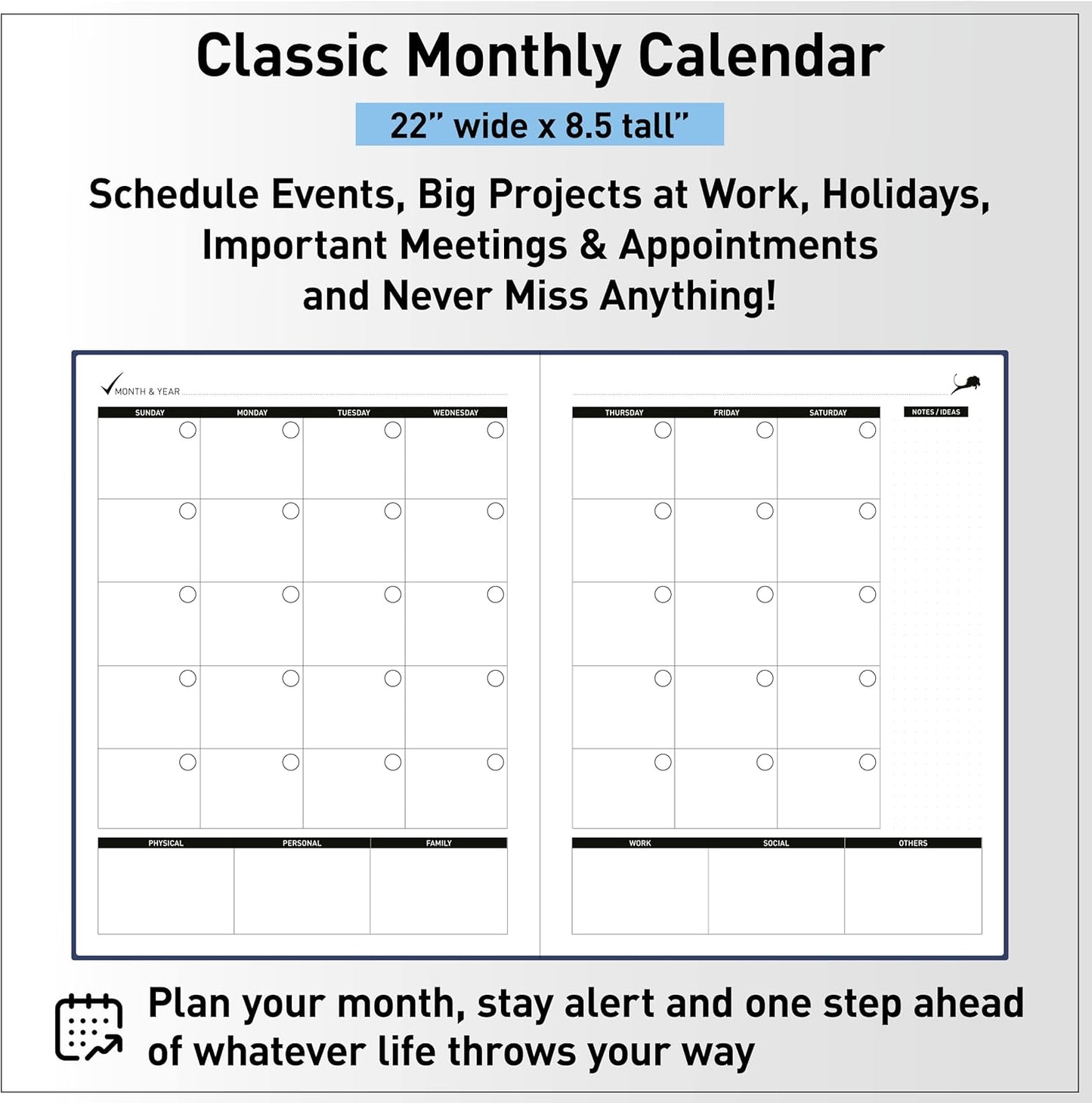 Day Planner - Professional Goal Planner, Calendar & Gratitude Journal to Increase Productivity, Time Management & Happiness - Vegan Leather Softcover, 24 Hourly Planner, Undated 6 Months Work Planner