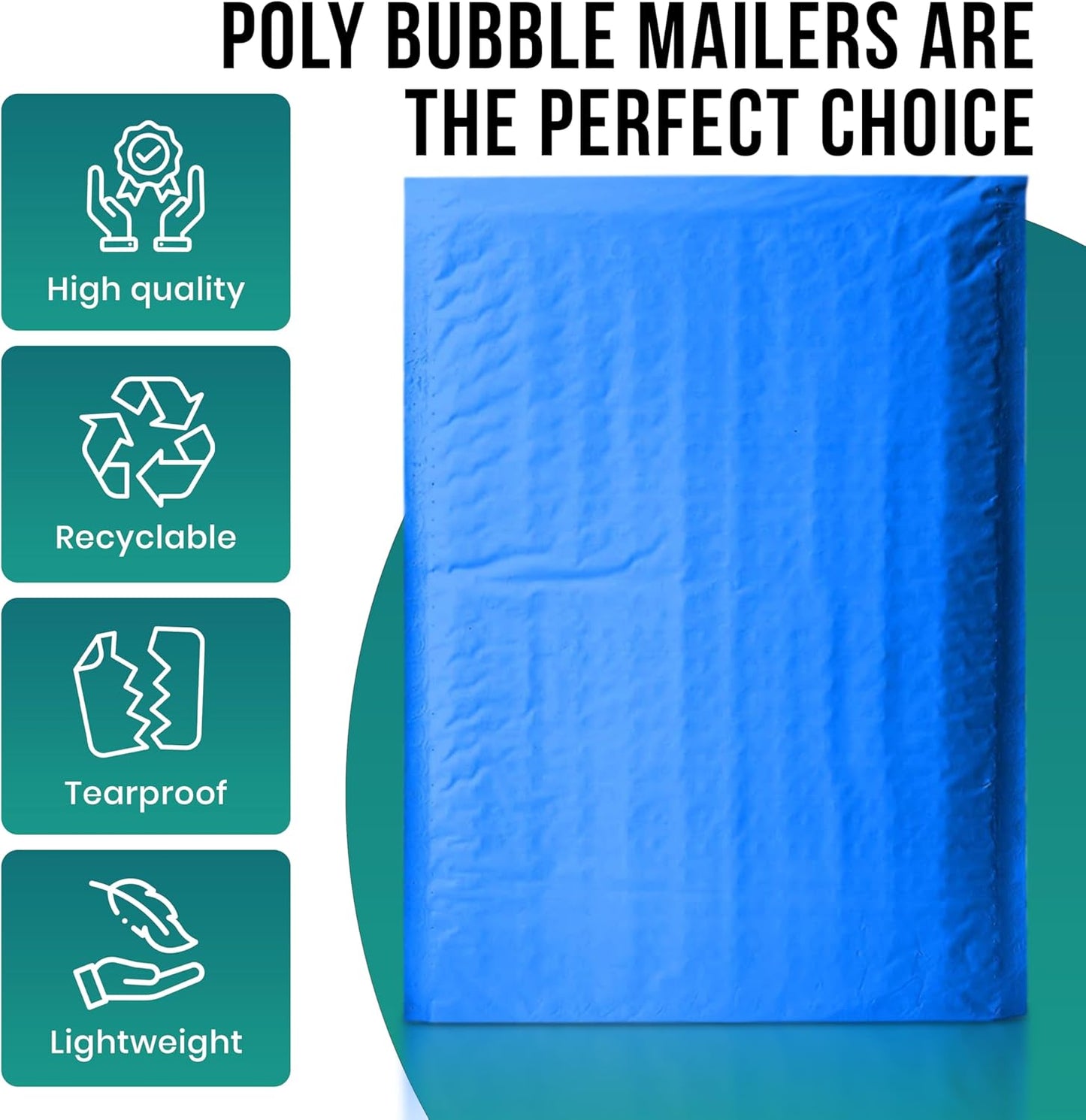 Levex - #2 8.5" x 12" [5 Pack] Blue Poly Bubble Mailers, Padded Envelope Mailers, Packing Envelope & Mailing Bags for Shipping