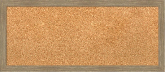 Amanti Art Natural Cork Board for Wall, 14x32 Vision Board with Brown Wood Frame, Medium Corkboard Office Decor for Home Organization, Casual Corkboard Pinboard to display items for home organization