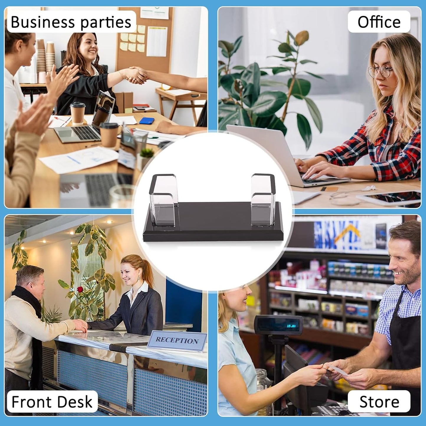 2 Pack Business Card Holder for Desk, Multiple Business Card Holders, Acrylic Business Card Display Stand for Office, Home, Restaurant, Exhibition