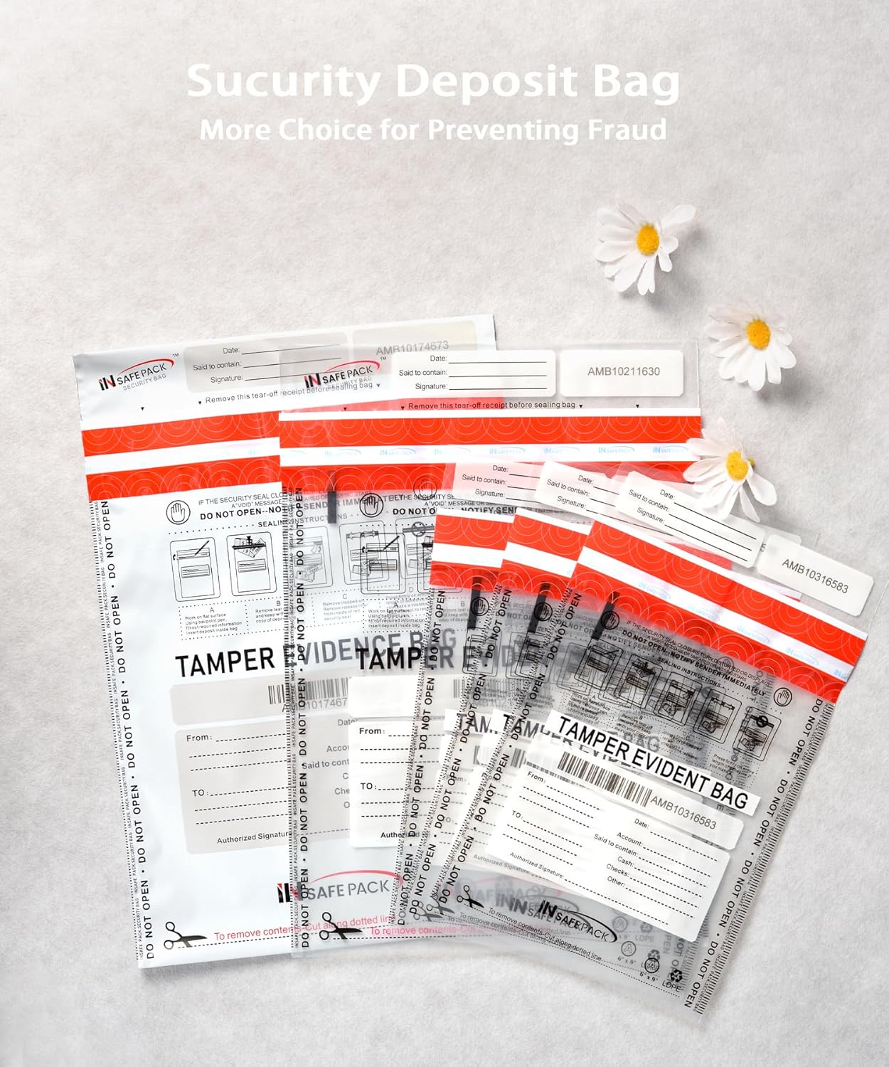 INSAFEPACK 100PCS 9"x12" Business Bank Deposit Bags - High Level Security Tamper Evident Bag - Self Adhesion Plastic Security Deposit Bag