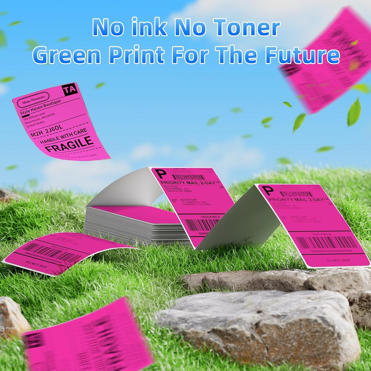 4x6 Thermal Labels, 1 Packs of 500 4x6 Fold Labels Rose Red - Compatible with JADENS, ASprink, Phomemo, Rollo, Zebra, Omezizy and Other Thermal Printers