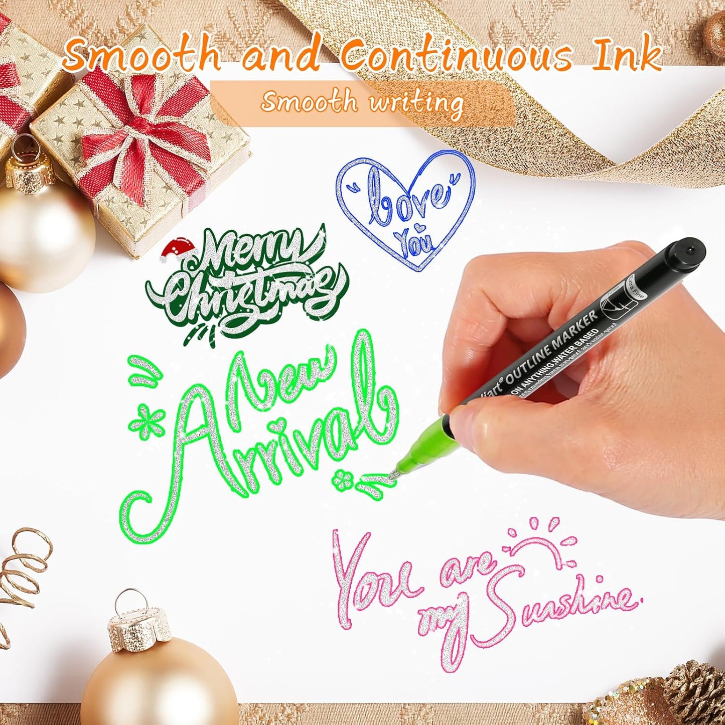 Caliart Easter Basket Stuffers, 36-Color Shimmer Double-Line Drawing Doodle Outline Markers, Teen Girl Gifts Trendy Stuff, Glitter Pens Set Classroom Art Supplies for 4-6-8-10-12 Year Old